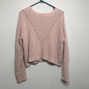 Pink semi-crop sweater